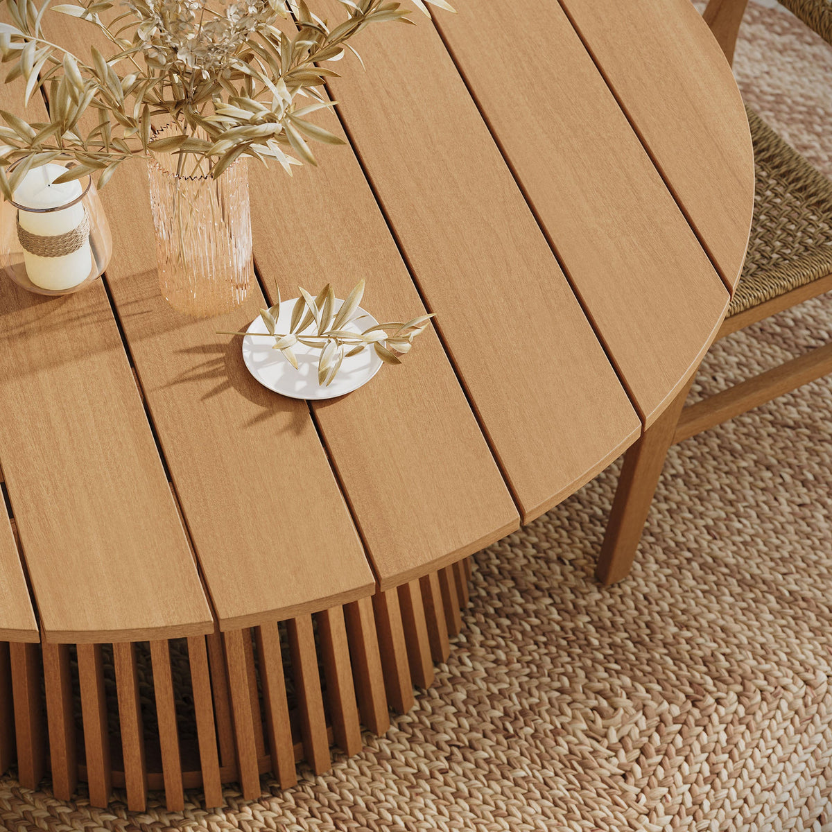 Lane Round Outdoor Patio Teak Wood Dining Table by Modway