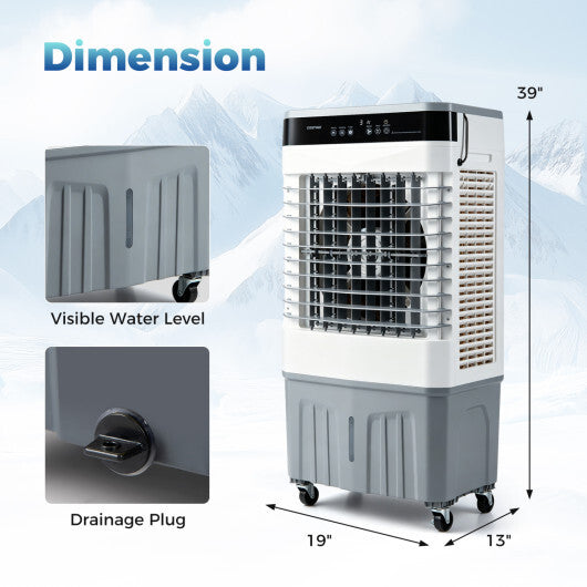 2100 CFM 3-in-1 Evaporative Air Cooler with 5.3 Gal Water Tank for Indoor Outdoor-White