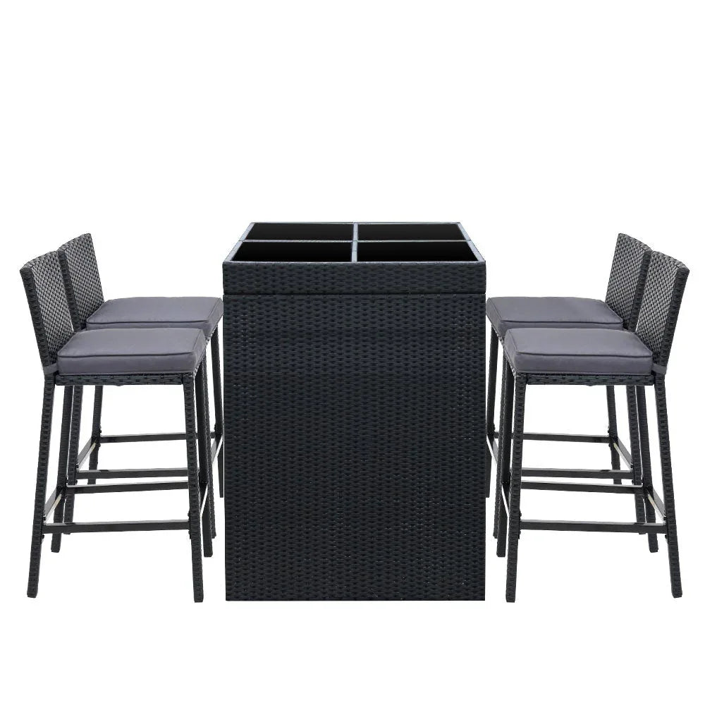 Gardeon Outdoor Bar Set Table Chairs Stools Rattan Patio Furniture 4