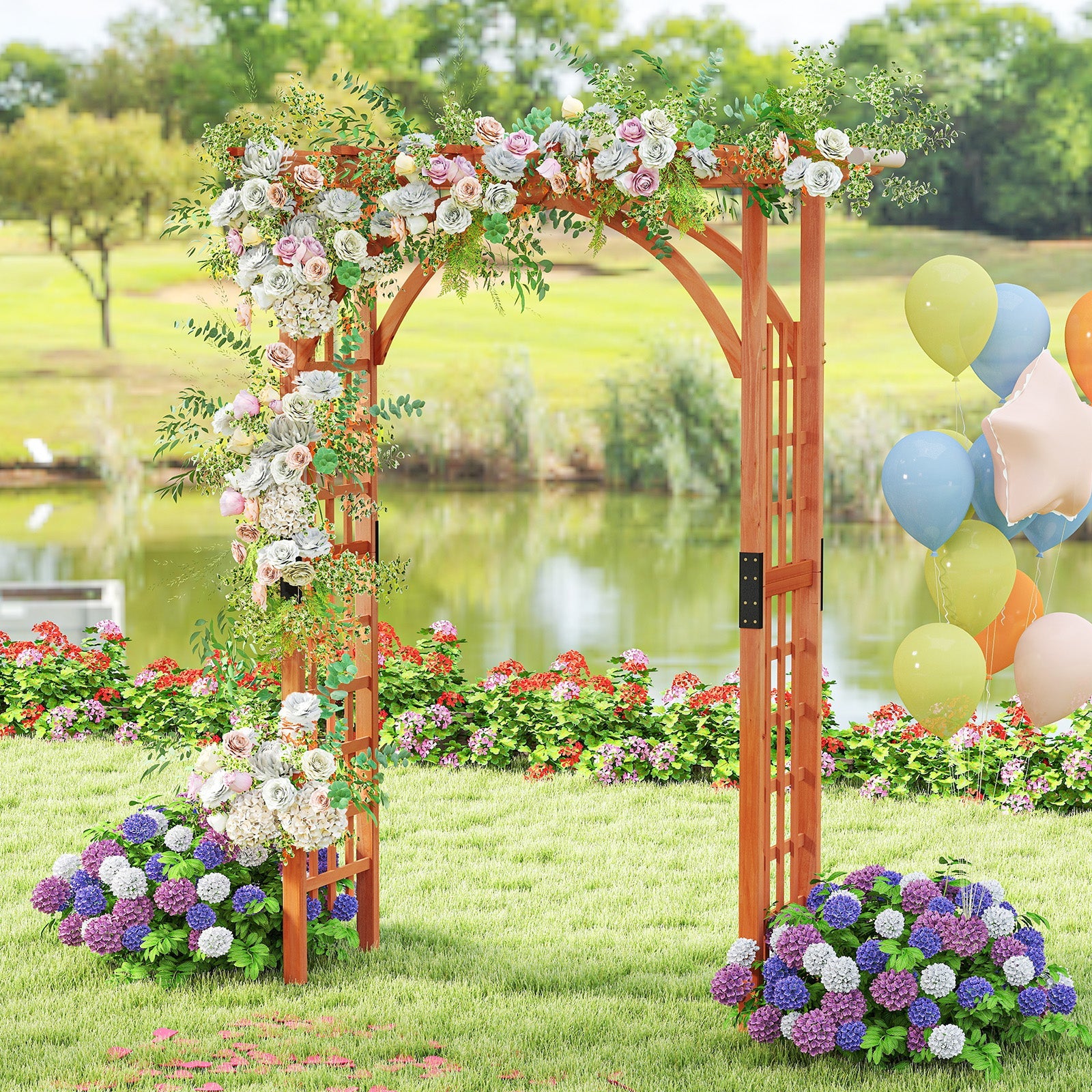 Garden Archway Arch Lattice Trellis Pergola for Climbing Plants and Outdoor Wedding Bridal Decor