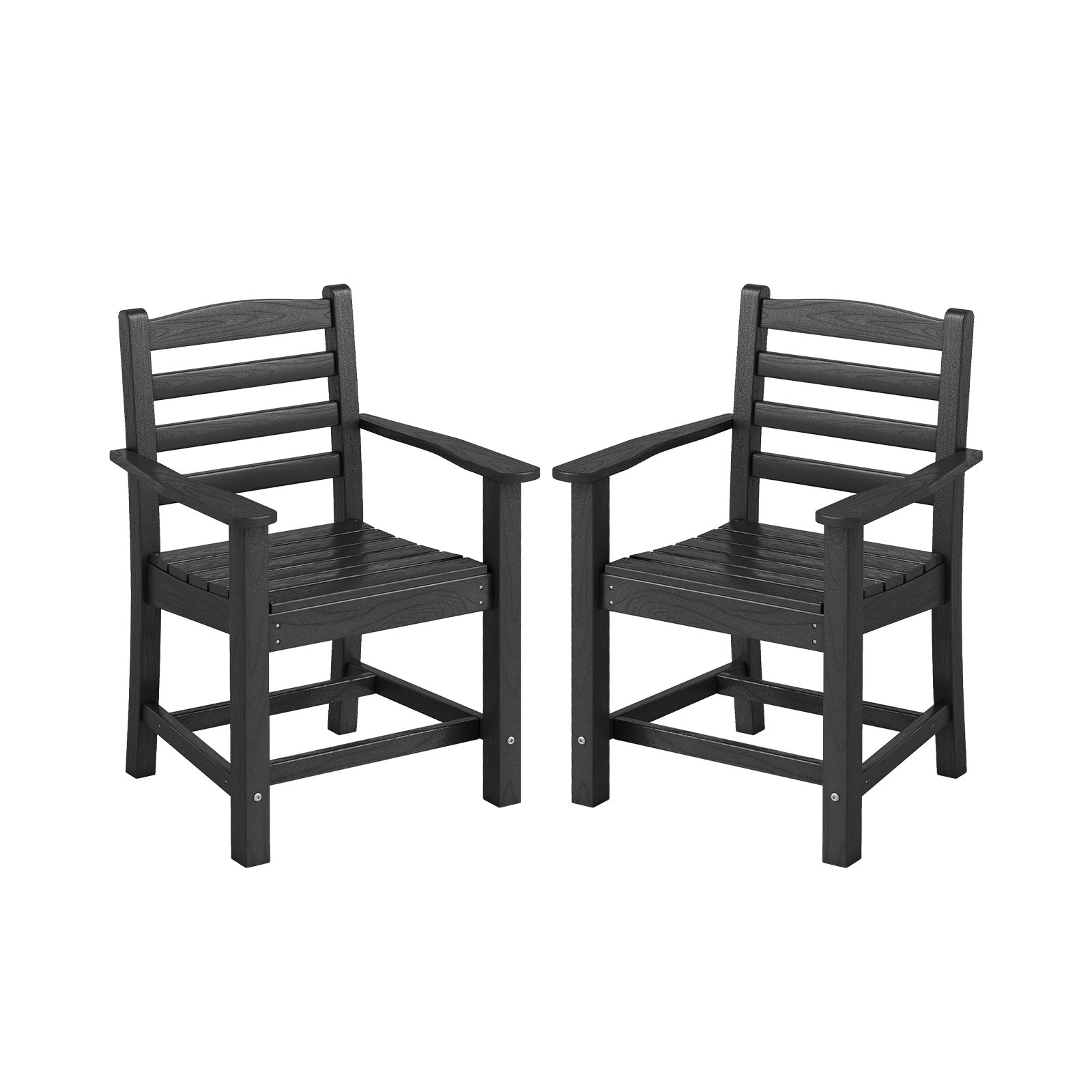HDPE All Weather Patio Dining Chairs Set of 2 with Wide Armrests
