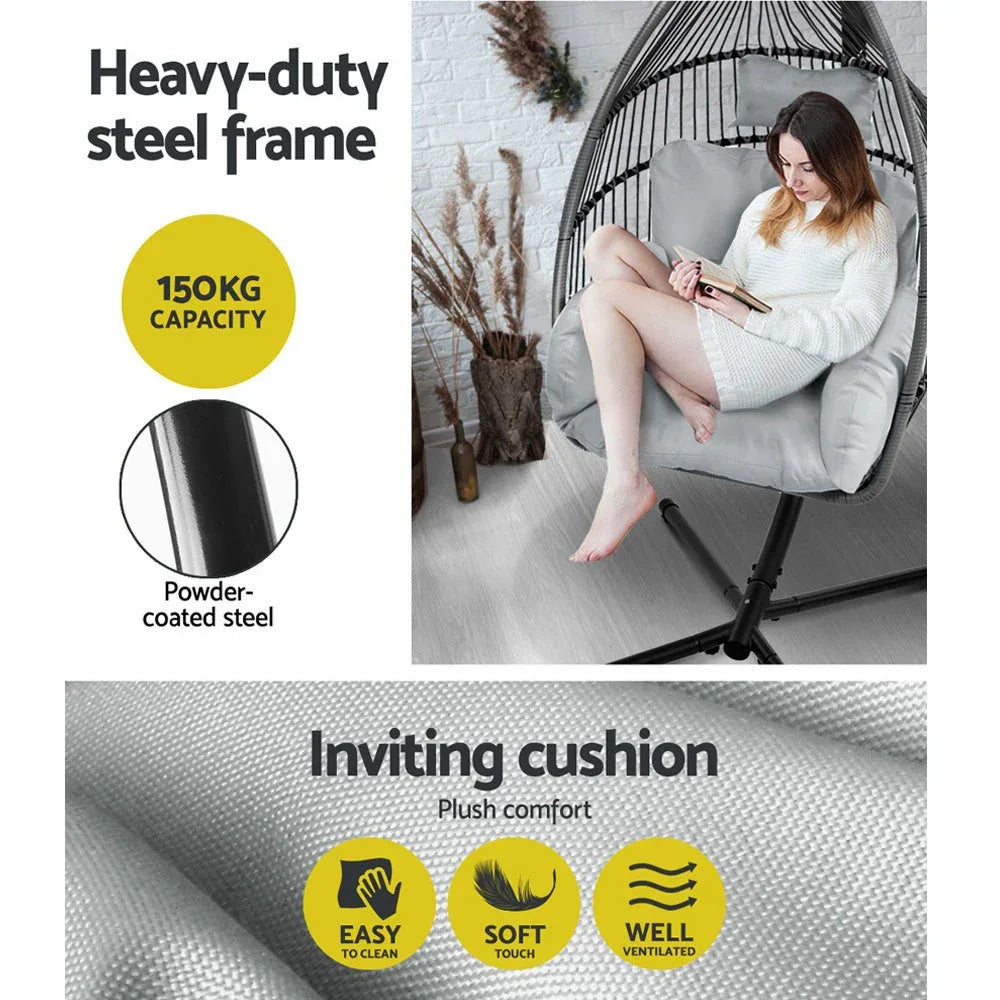 Garden Outdoor Furniture Egg Hammock Hanging Swing Chair Stand Pod