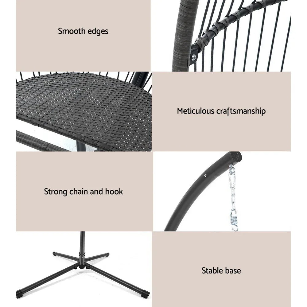 Garden Outdoor Furniture Egg Hammock Hanging Swing Chair Stand Pod