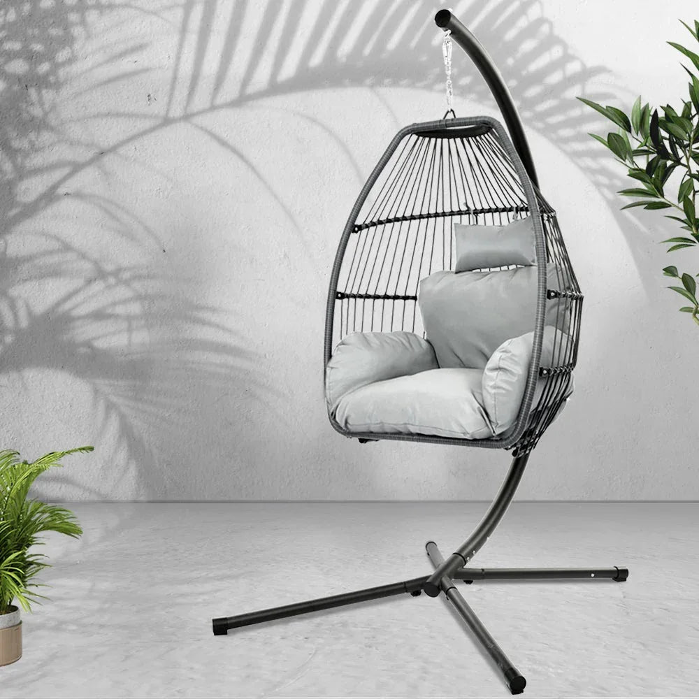 Garden Outdoor Furniture Egg Hammock Hanging Swing Chair Stand Pod