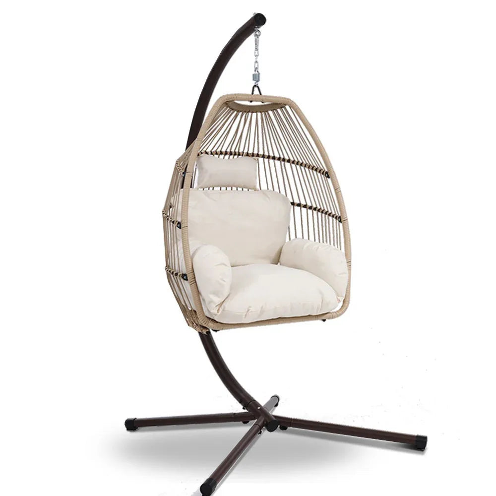 Garden Outdoor Furniture Egg Hanging Swing Chair Stand Wicker Rattan