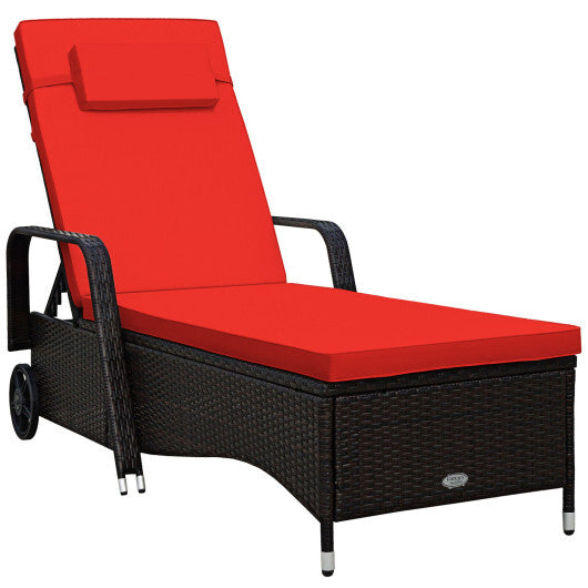 Outdoor Recliner Cushioned Chaise Lounge with Adjustable Backrest