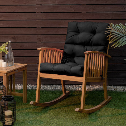 22 x 44 Inch Tufted Outdoor Patio Chair Seating Pad-Black - Color: Black