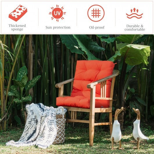 22 x 44 Inch Tufted Outdoor Patio Chair Seating Pad-Orange - Color: Orange