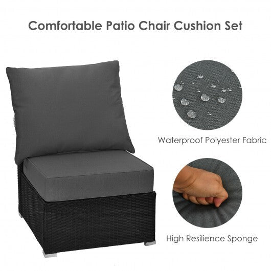 Deep Seat Chair Cushion Pads Set with Rope Belts for Indoor and Outdoor-Gray - Color: Gray