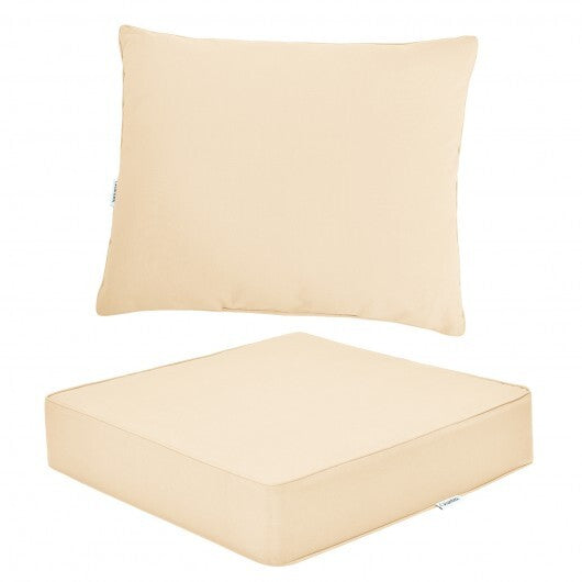 Deep Seat Chair Cushion Pads Set with Rope Belts for Indoor and Outdoor-Beige - Color: Beige