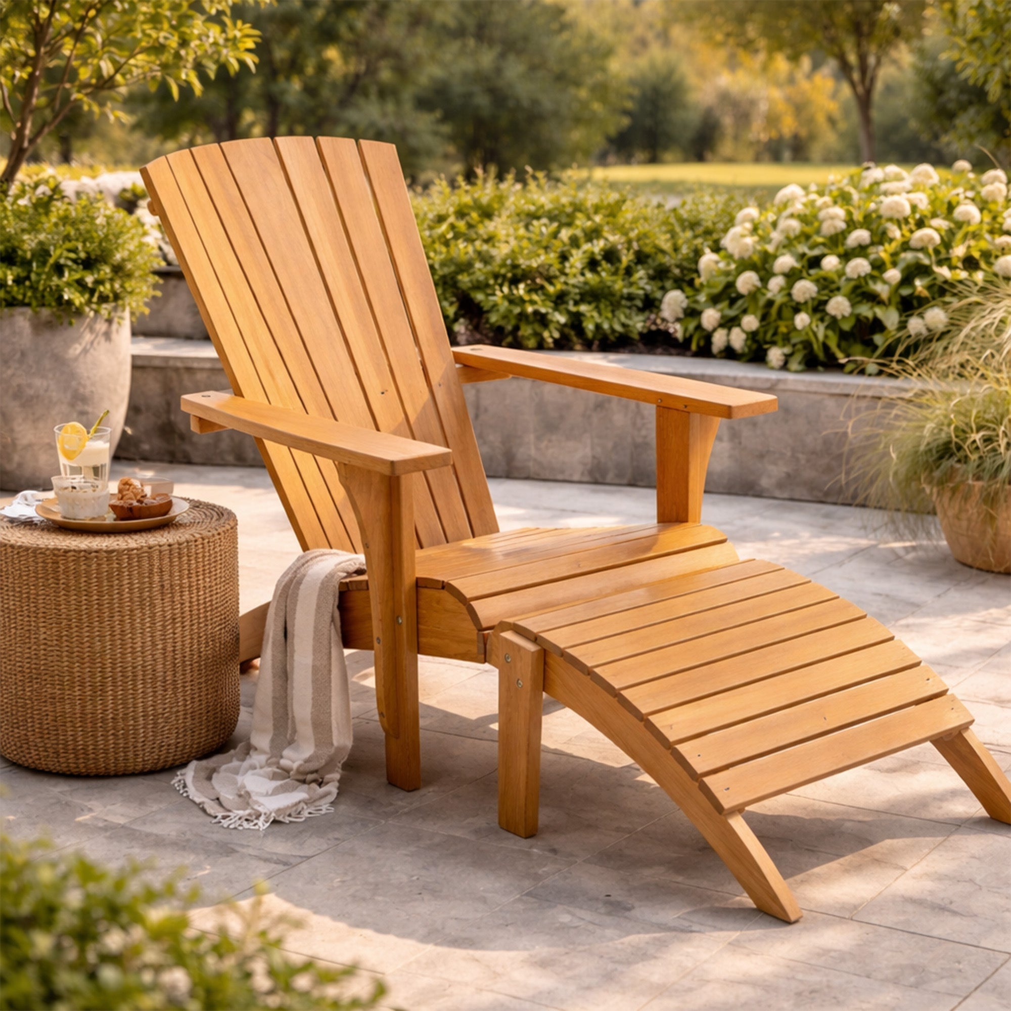 Strand Natural Teak Adirondack Lounge Chair - 63"