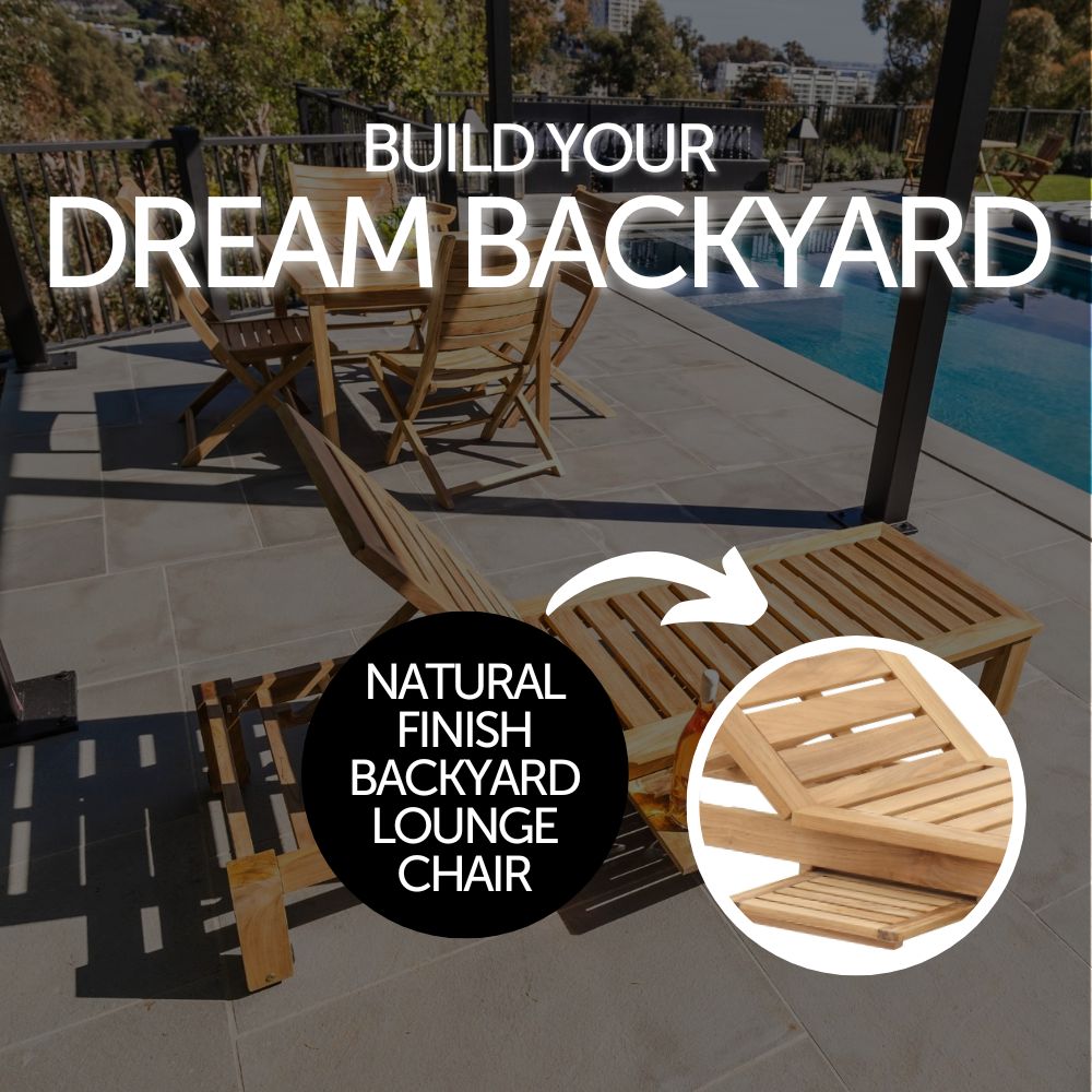 Cancun Natural Teak Outdoor Chaise Lounger with Side Table