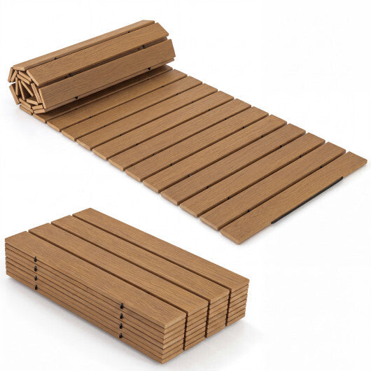 8 Feet Outdoor Pathway Straight Roll-Out Patio Boardwalk-Brown