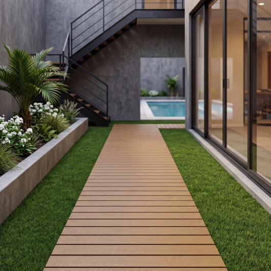 8 Feet Outdoor Pathway Straight Roll-Out Patio Boardwalk-Brown