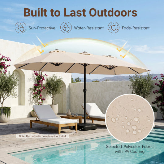 Extra-Large Patio Umbrella 12 Reinforced Metal Ribs-Brown 15.5FT