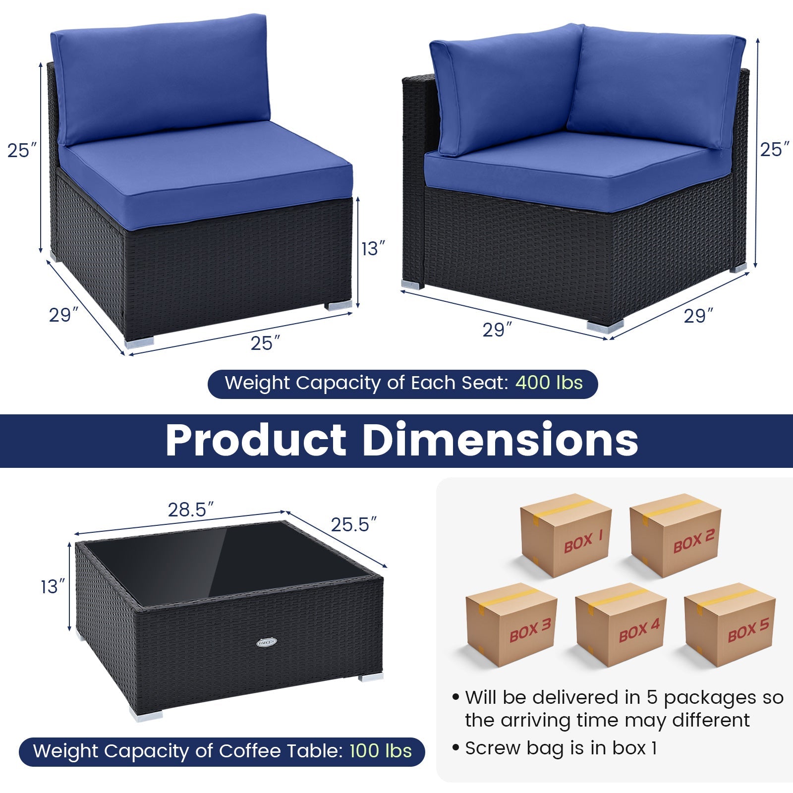 10 Piece Outdoor Wicker Conversation Set with Seat and Back Cushions