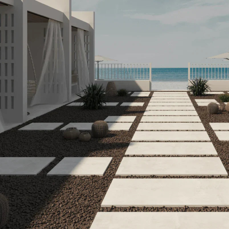 Nexos White Outdoor Porcelain Pavers 24"x24", Thickness 3/4"