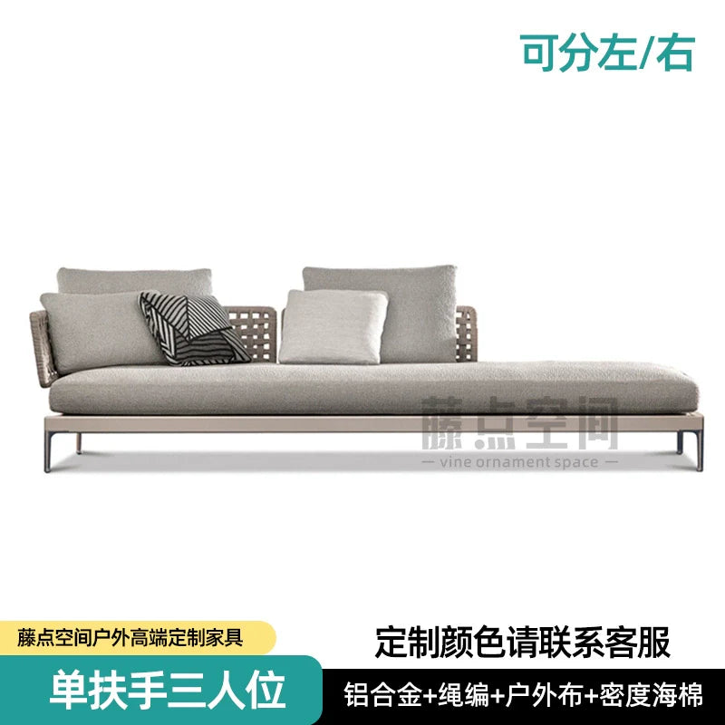 Scandinavian Corner Teak Rainproof Rattan Furniture