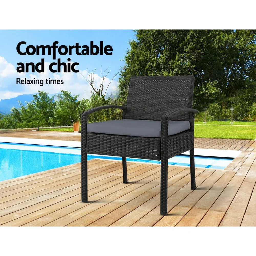 Set of 2 Outdoor Dining Chairs Wicker Chair Patio Garden Furniture