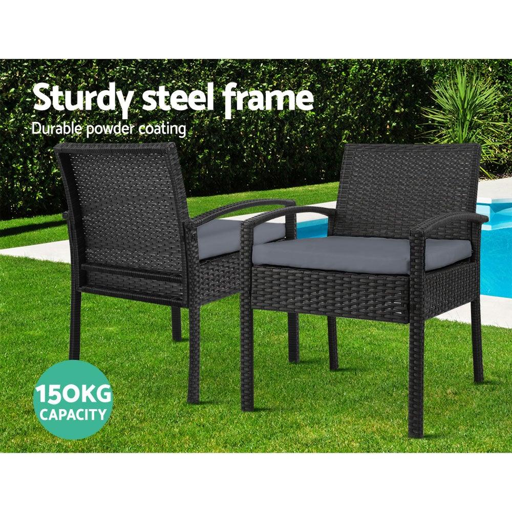 Set of 2 Outdoor Dining Chairs Wicker Chair Patio Garden Furniture