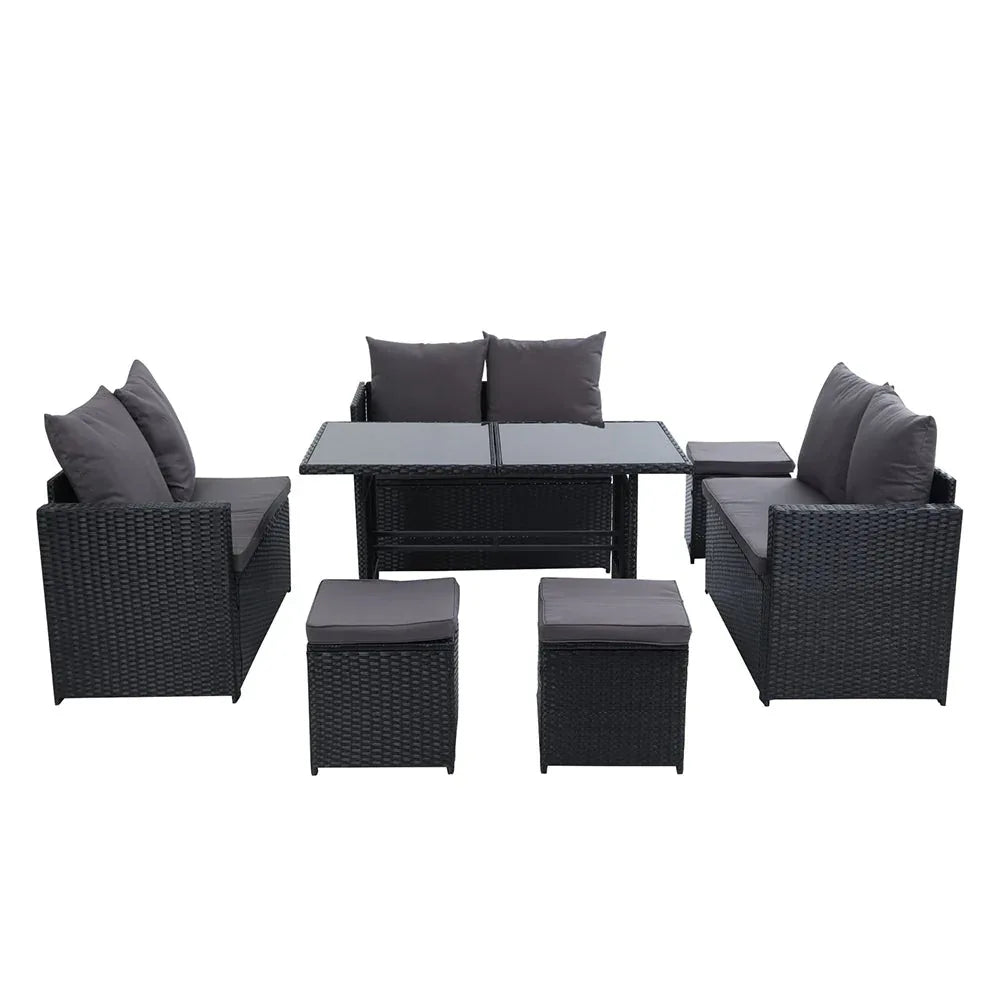Garden Outdoor Furniture Dining Setting Sofa Set Wicker 9 Seater