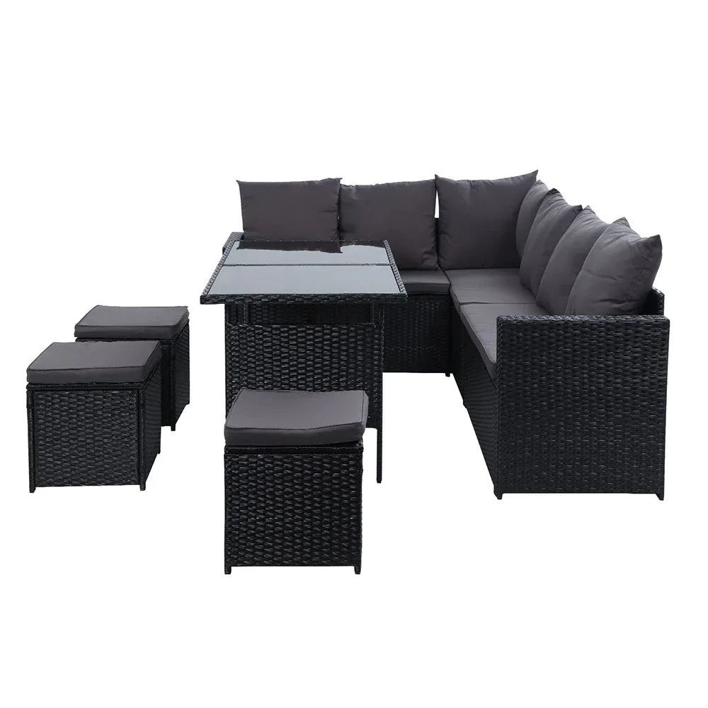 Garden Outdoor Furniture Dining Setting Sofa Set Wicker 9 Seater