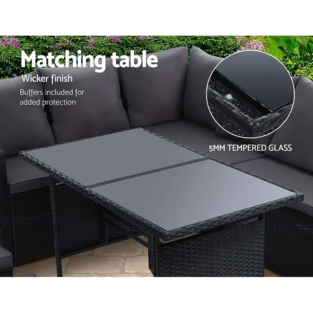 Garden Outdoor Furniture Dining Setting Sofa Set Wicker 9 Seater