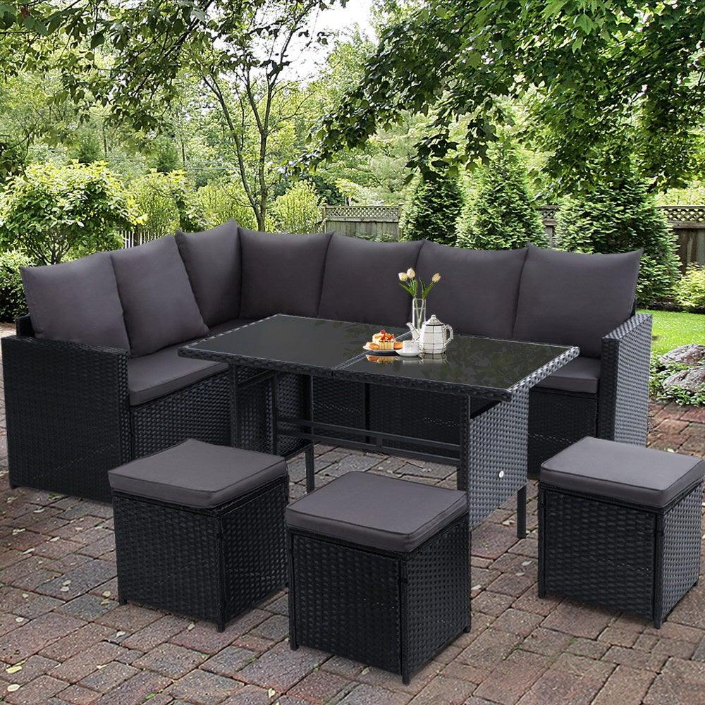 Garden Outdoor Furniture Dining Setting Sofa Set Wicker 9 Seater