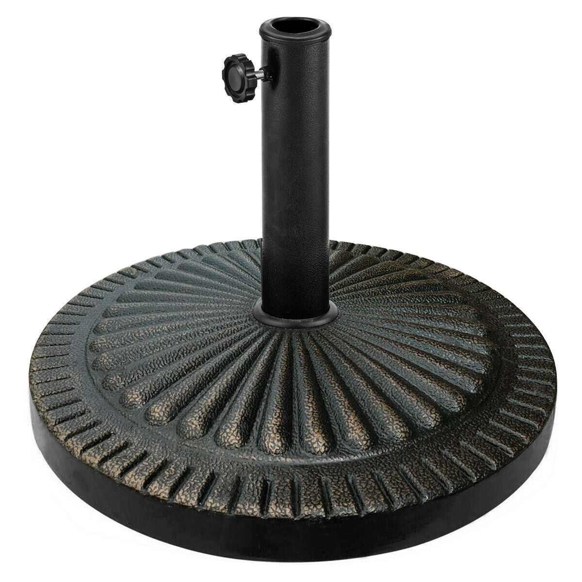 31.5 lbs Market Heavy-Duty Outdoor Stand Bronze Umbrella Base - Color: Black