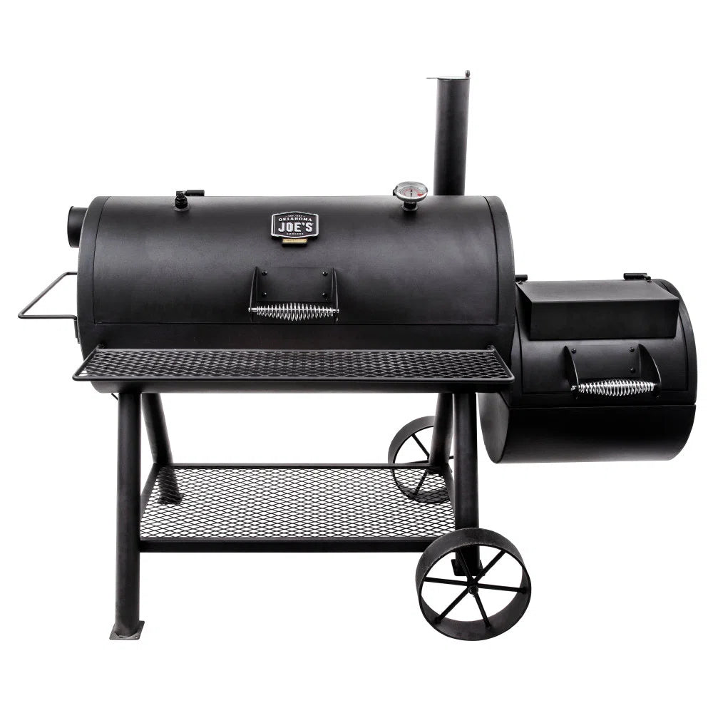 Longhorn Reverse Flow Offset Charcoal Smoker and Grill with 1060 sq. in. Cooking Area in Black