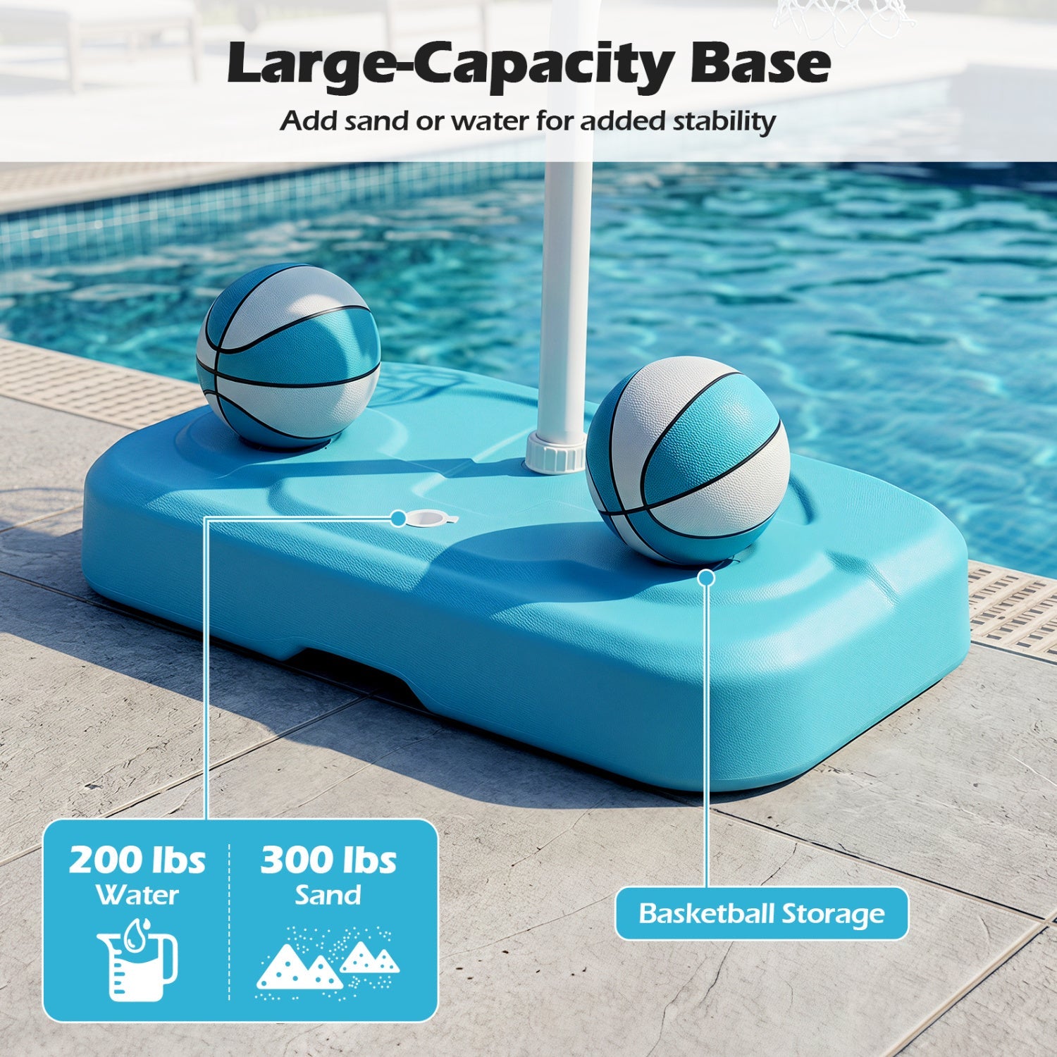 Pool Basketball Hoop Set with 2 Balls and Pump