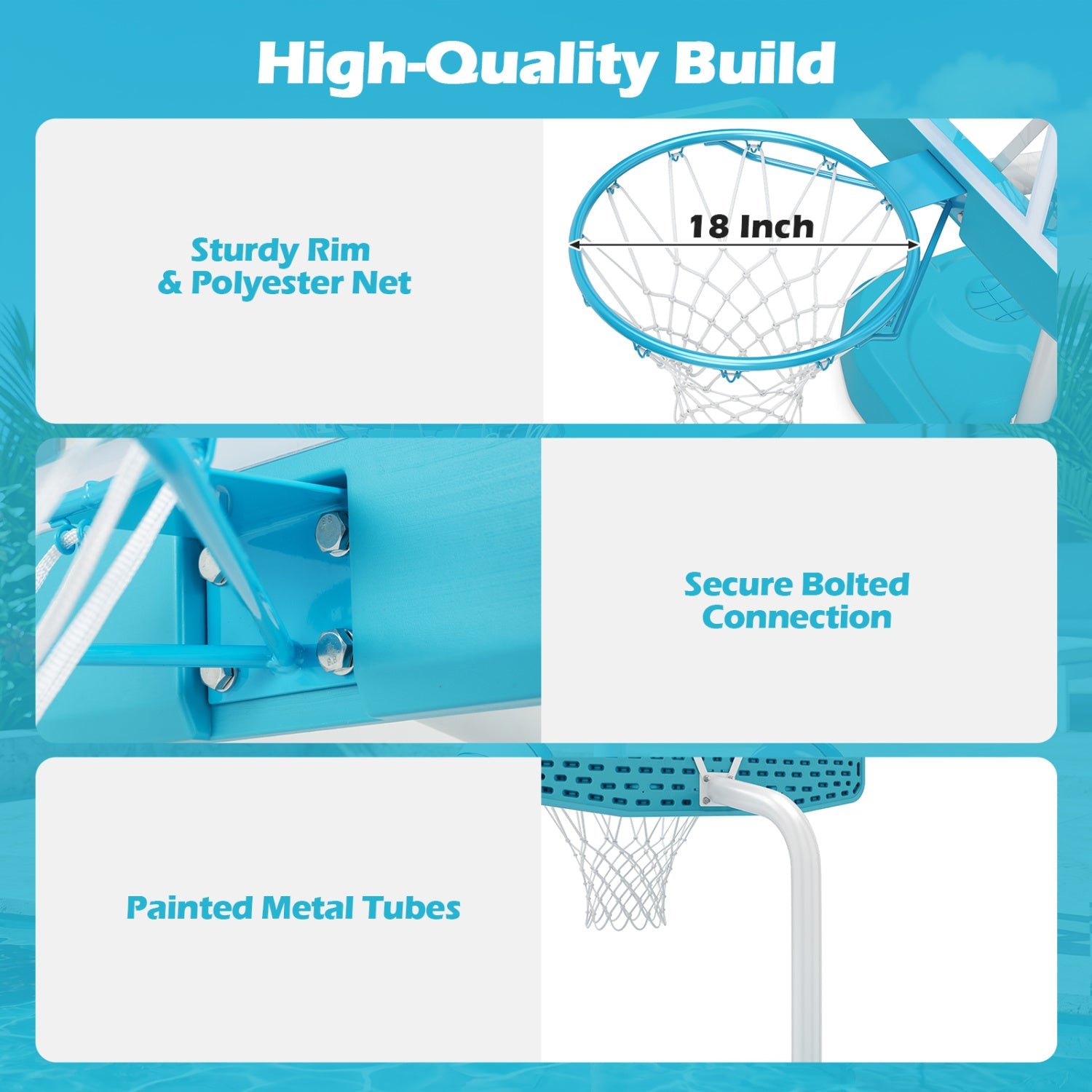 Pool Basketball Hoop Set with 2 Balls and Pump