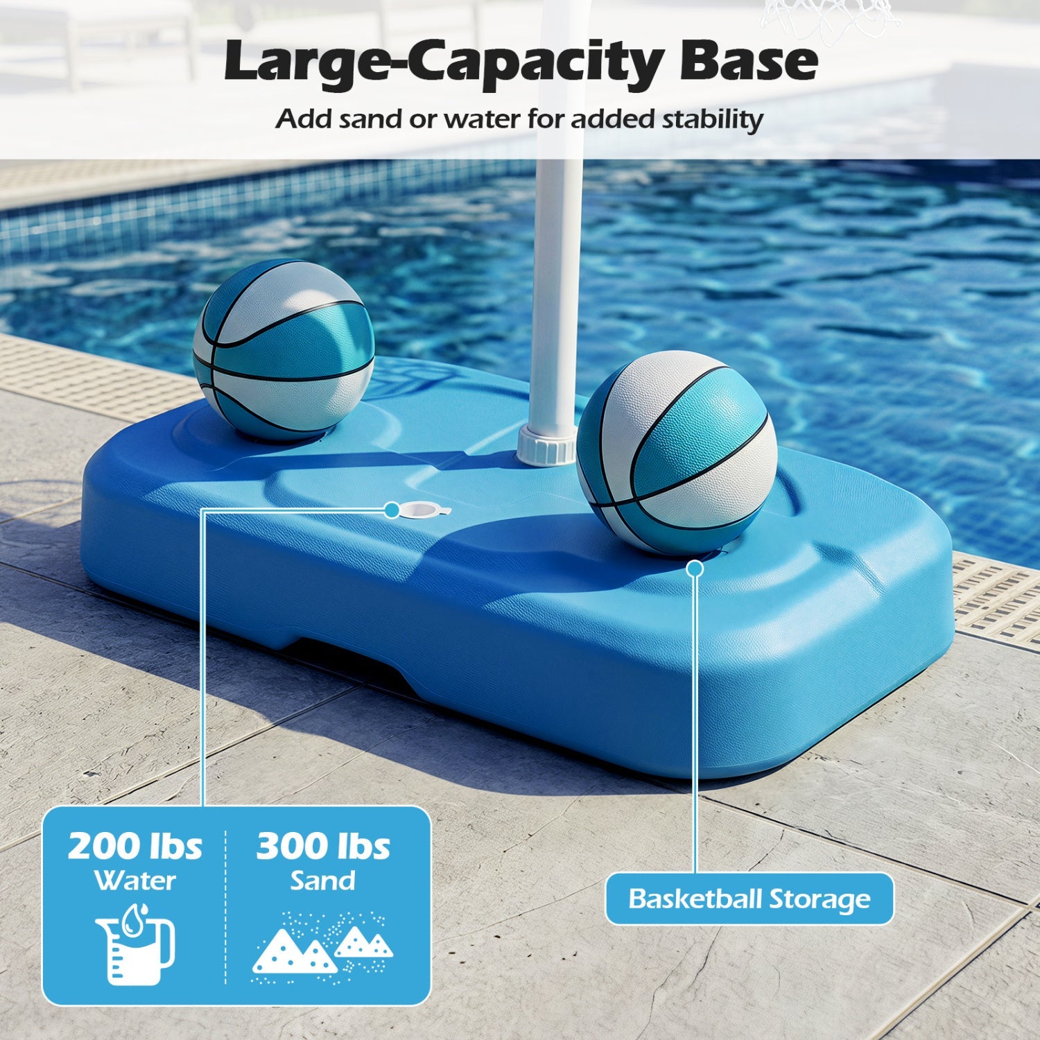 Pool Basketball Hoop Set with 2 Balls and Pump