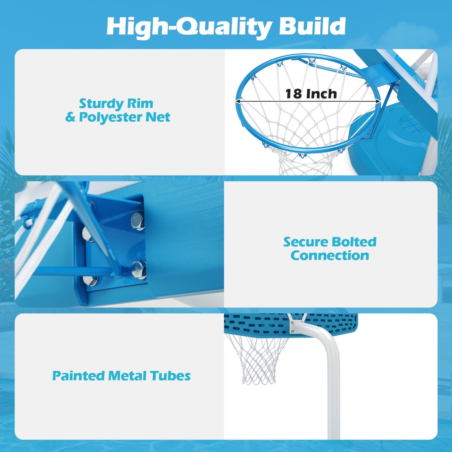 Pool Basketball Hoop Set with 2 Balls and Pump