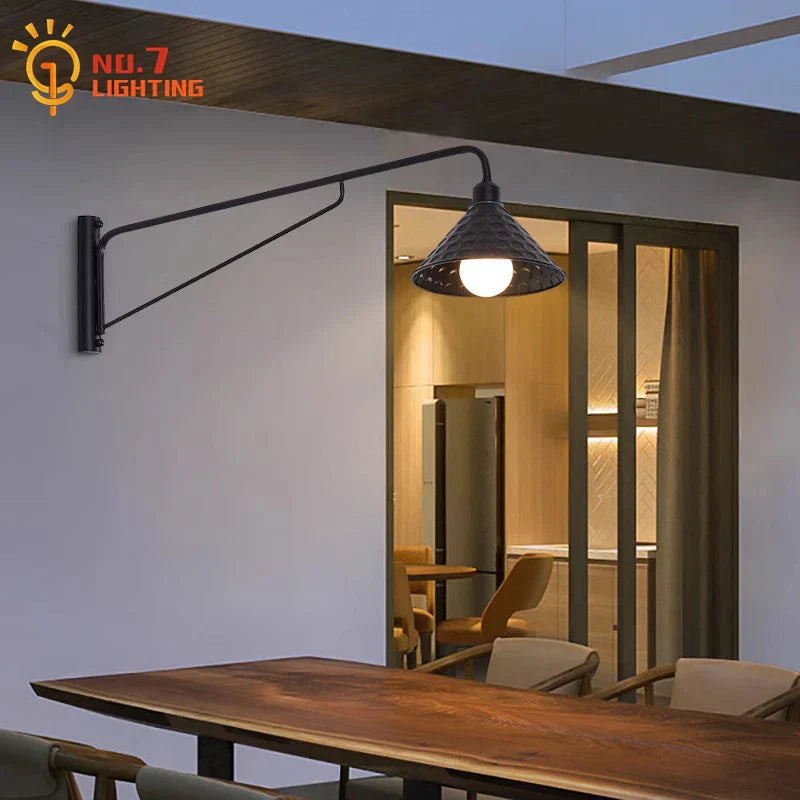 DecorBites™ Black LED Swing Arm Wall Lamp for Outdoor Decor in Bedroom, Balcony & Aisle