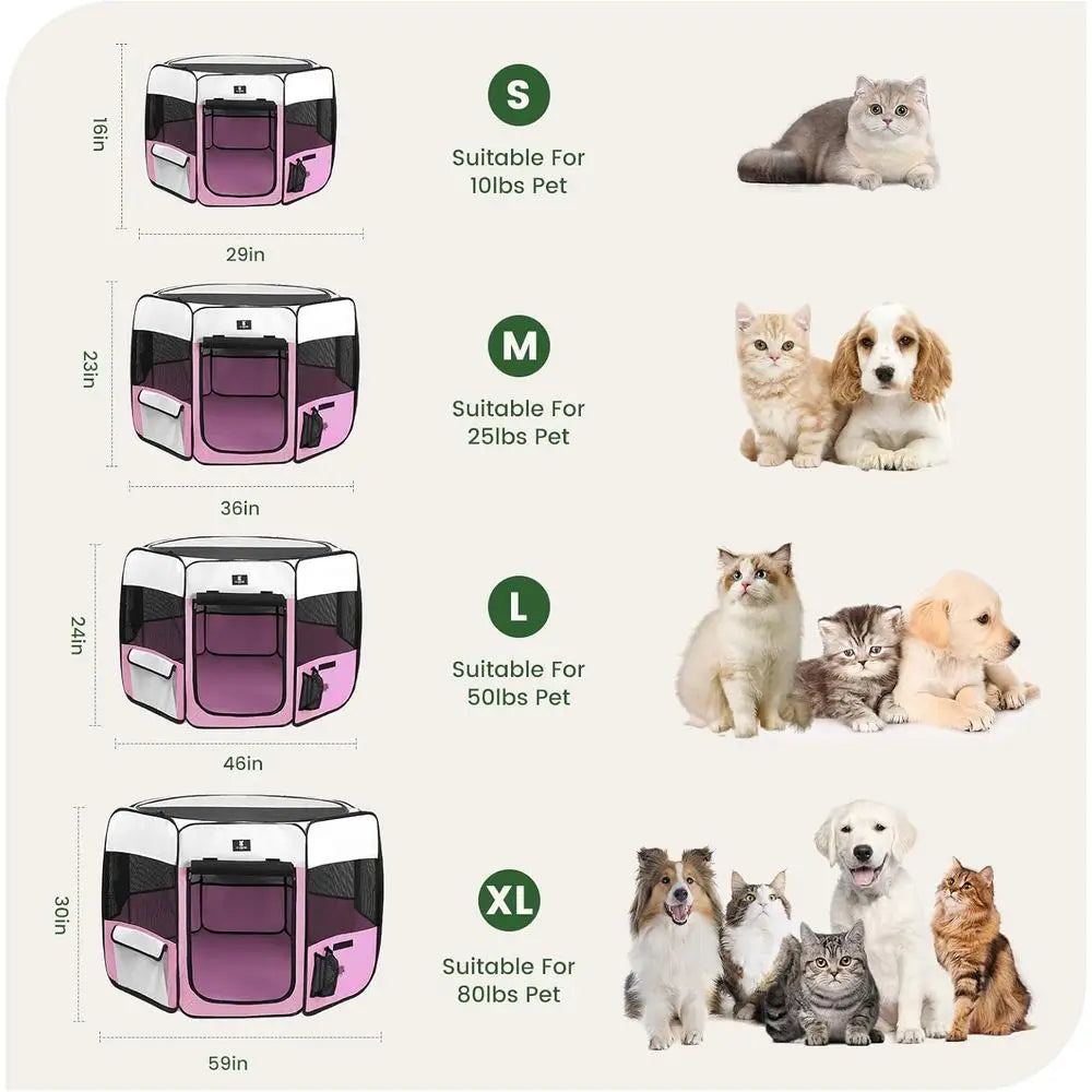 Portable Pet Playpen Foldable Exercise Pen For Dogs Cats Indoor Outdoor