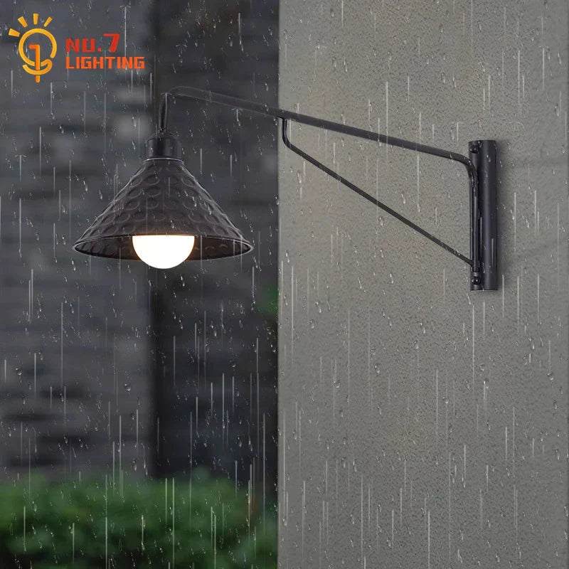 DecorBites™ Black LED Swing Arm Wall Lamp for Outdoor Decor in Bedroom, Balcony & Aisle