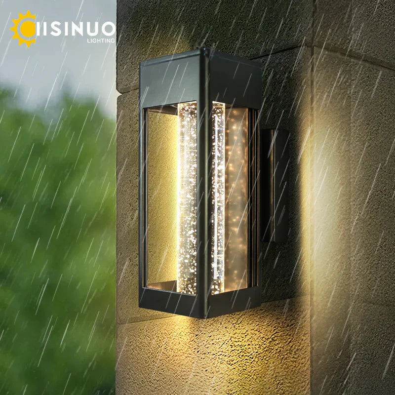 DecorBites™ Crystal Bubble Glass Wall Lamp 11W LED Outdoor Sconce IP65 Garden Light