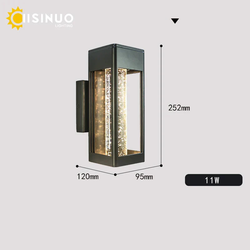 DecorBites™ Crystal Bubble Glass Wall Lamp 11W LED Outdoor Sconce IP65 Garden Light