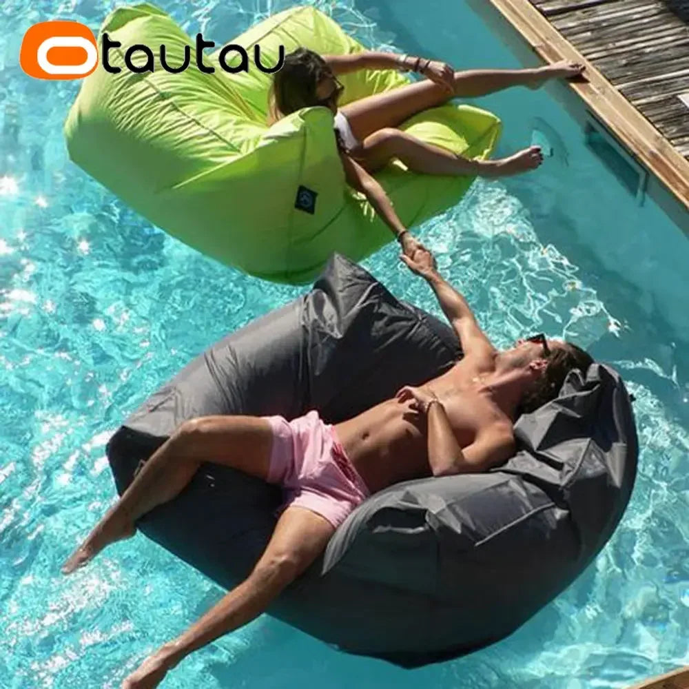 OTAUTAU Swimming Pool Floating Bean Bag Pouf Lounger Cover No Filler Waterproof Sofa Bed Sac Chaise Lounge Recliner Puff