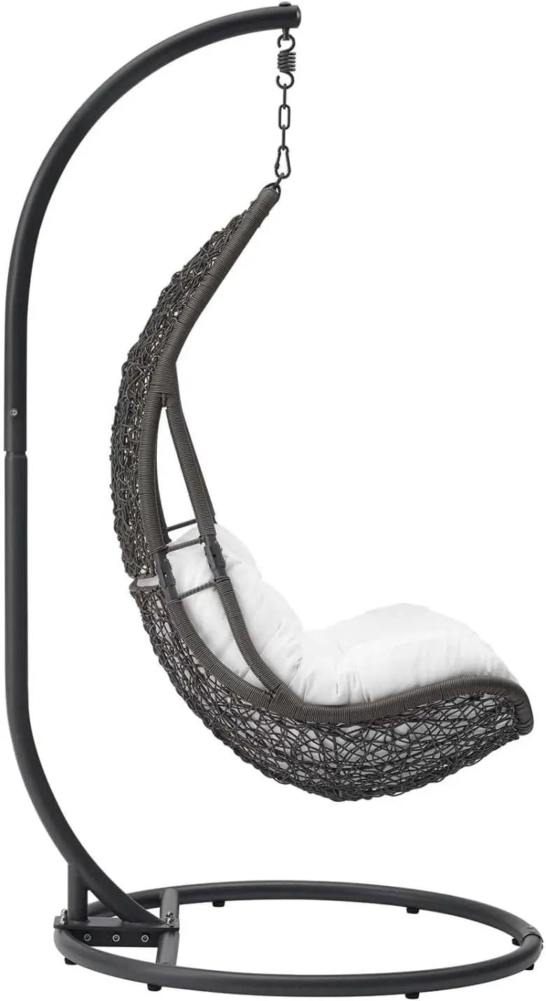 Modway Abate Outdoor Wicker Rattan Swing Chair Set with Stand