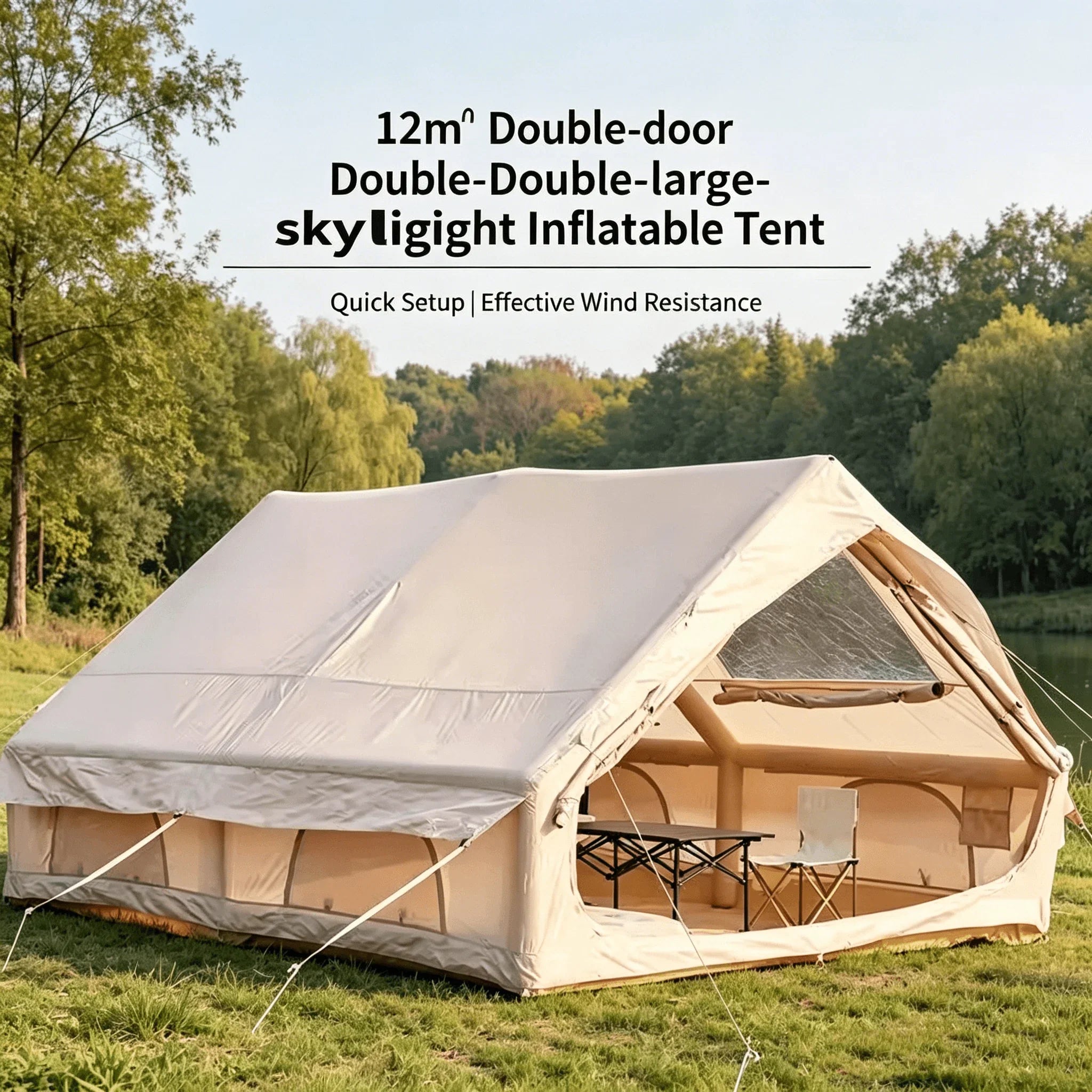Outdoor Camping Inflatable Tent 4 season tent Portable House Quick Setup for Travel Picnic BBQ with Storage Bag Air Pump