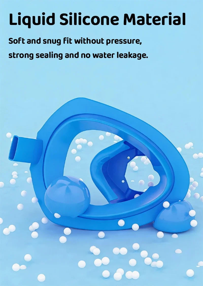 Full Face Snorkel Mask 180° Panoramic View Dry Top Snorkel Anti-Fog Leak-Proof Safe Breathing Swimming Diving Gear for Adults