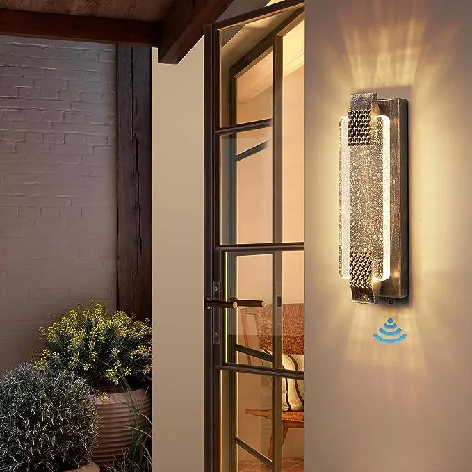 DecorBites™ Crystal Bubble Glass LED Outdoor Wall Sconce for Porch and Garden