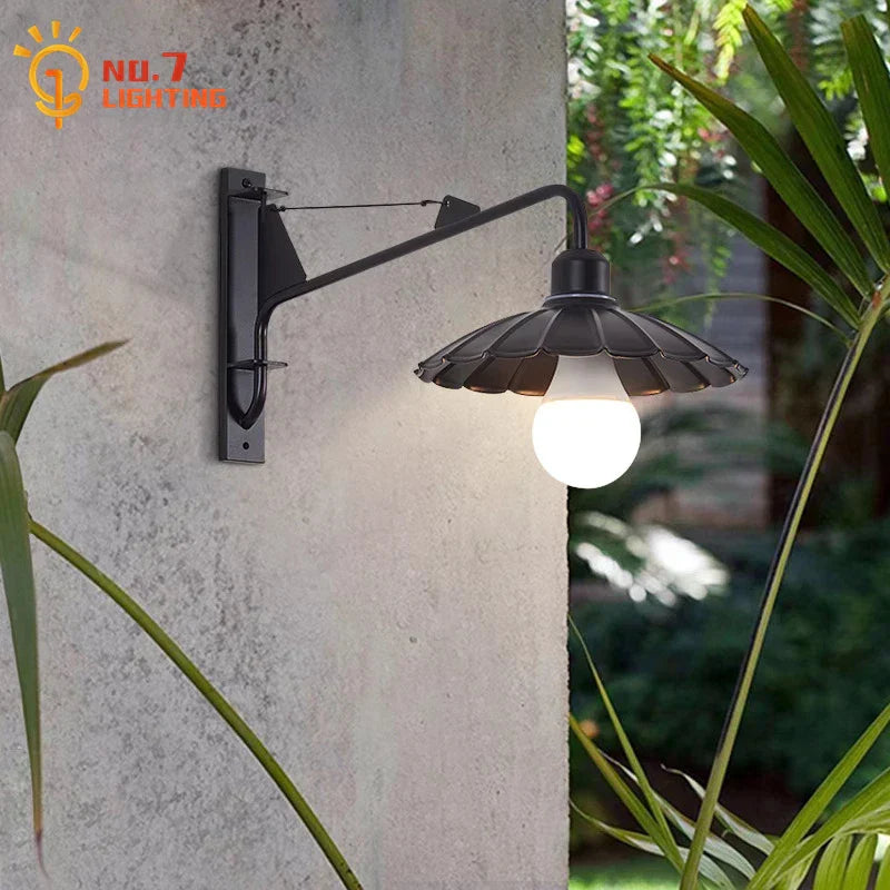 DecorBites™ Black LED Swing Arm Wall Lamp for Outdoor Decor in Bedroom, Balcony & Aisle