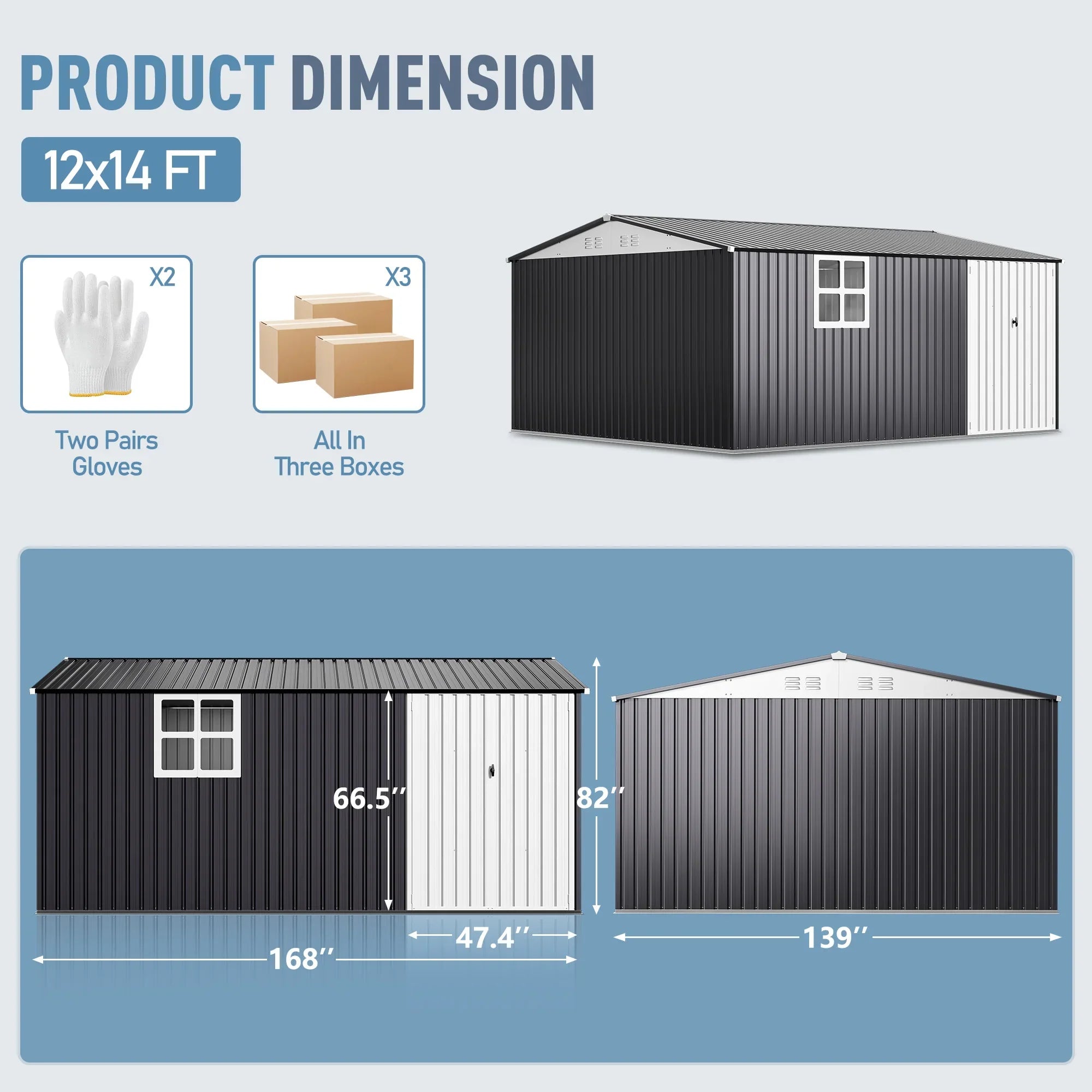 VIWAT Outdoor Metal Storage Shed With Lockable Door And Window