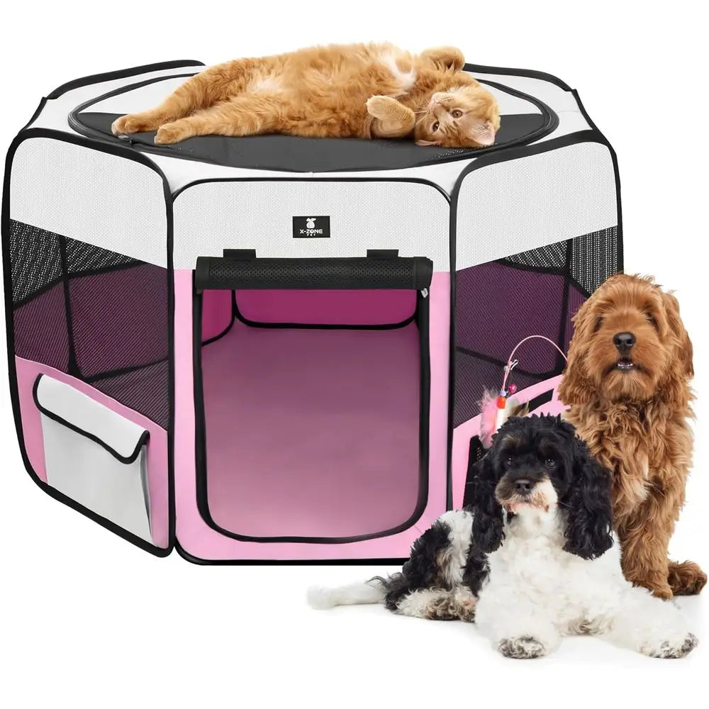 Portable Pet Playpen Foldable Exercise Pen For Dogs Cats Indoor Outdoor
