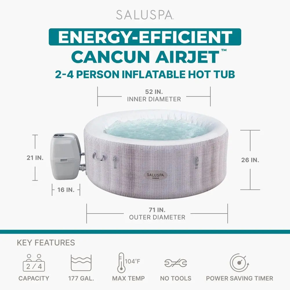 SaluSpa Cancun Inflatable Hot Tub Round With 120 Air Jets