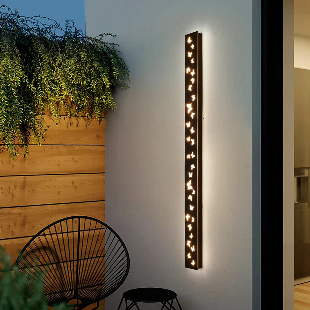 DecorBites™ Butterfly Pattern LED Outdoor Wall Sconce Black, Garage Yard Decor Lighting