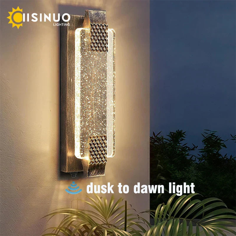 DecorBites™ Crystal Bubble Glass LED Outdoor Wall Sconce for Porch and Garden